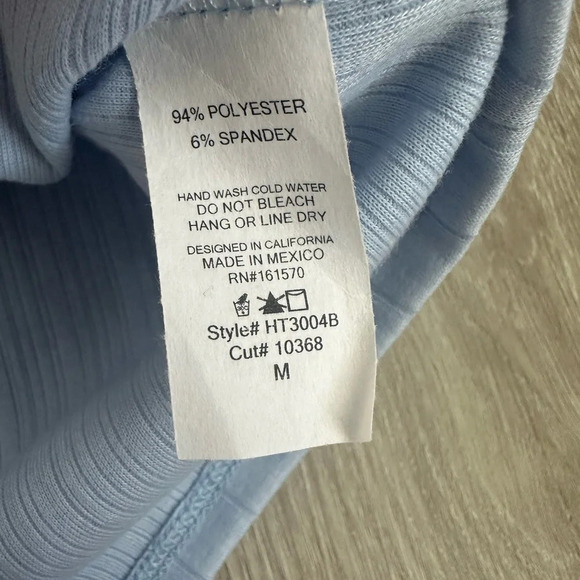 Haptics Light Blue Wide Rib Puff Sleeve Top, Size Medium - Picture 5 of 6